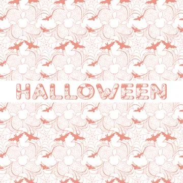 Halloween vector seamless pattern with web and bat Illustrazione stock