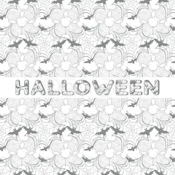 Halloween vector seamless pattern with web and bat 스톡 일러스트
