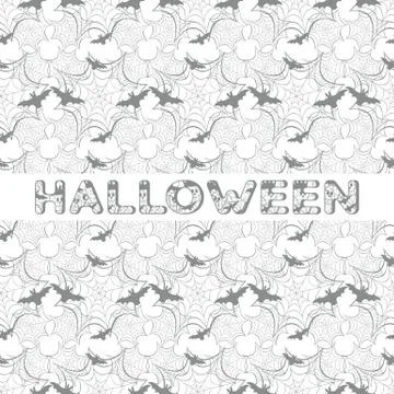 Halloween vector seamless pattern with web and bat 스톡 일러스트