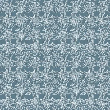 Halloween vector seamless pattern with web and bat Stock Illustration