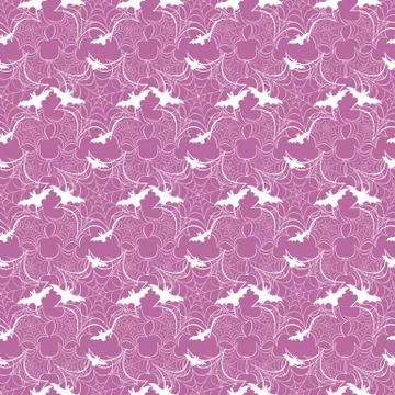 Halloween vector seamless pattern with web and bat 스톡 일러스트