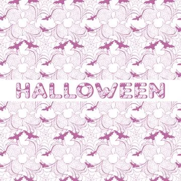 Halloween vector seamless pattern with web and bat 스톡 일러스트