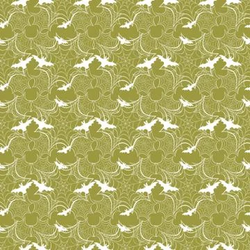 Halloween vector seamless pattern with web and bat Stock Illustration