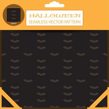 Halloween vector seamless patterns with bat dark gray silhouettes on the dark Stock Illustration