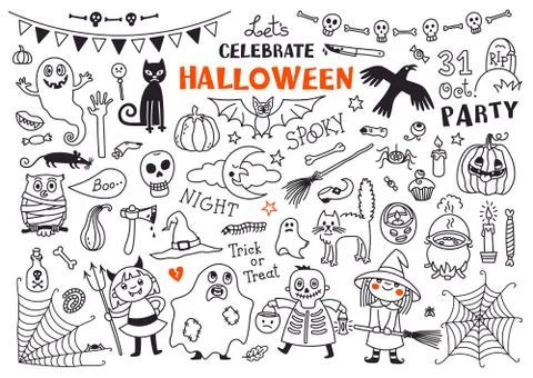 Halloween Vector Set of  Design Elements Stock Illustration
