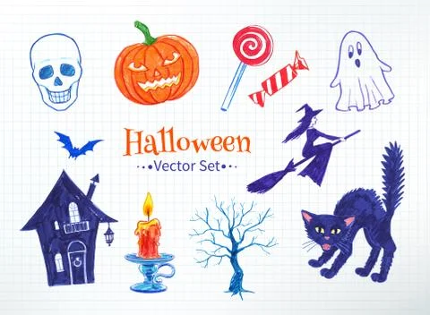 Halloween vector set Stock Illustration