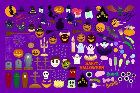 Halloween Vector Set with Spooky Elements Stock Illustration