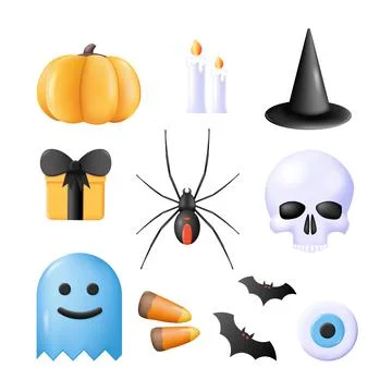 Halloween vector spooky 3d icon horror set Illustration
