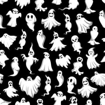 Halloween vector spooky party ghost pattern Stock Illustration