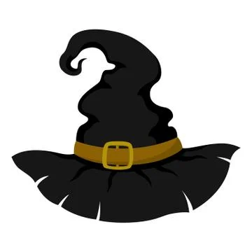 Halloween vector witch hat in cartoon style isolated on white background. Stock Illustration