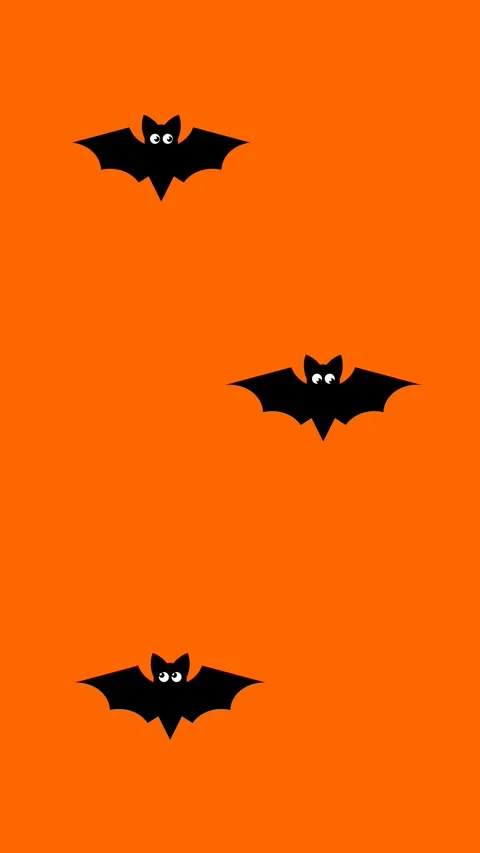 Halloween vertical background loop with cartoon bats on orange background Stock Footage 339307034