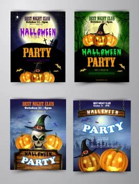 Halloween vertical background with pumpkins Stock Illustration