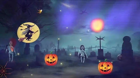 Halloween Video Background in Full HD for display screen and projection Stock Footage 283804010