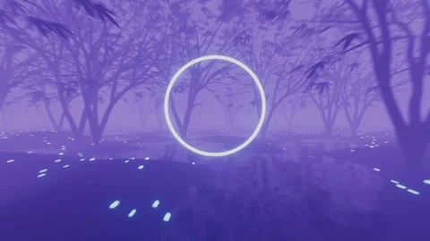 Halloween VJ Loop tunnel through a gloomy foggy forest. Circle in the middle Stock Footage 247624525