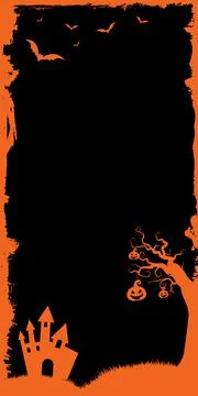 Halloween web banner vertical half page ad size template background Stock Illustration