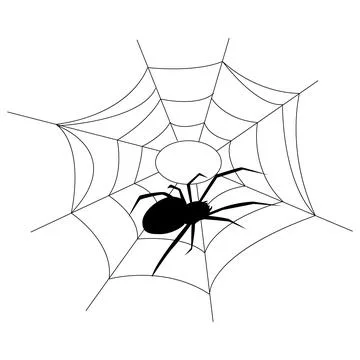Halloween web with spider background for party. Isolated objects on a transpa Stock Illustration