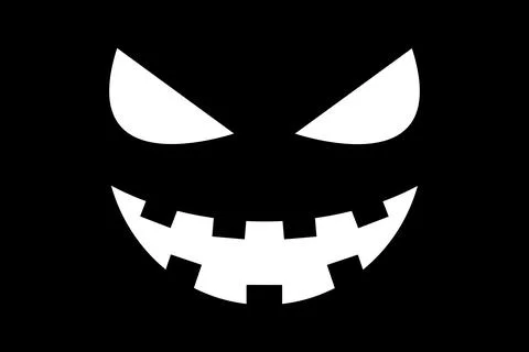 Halloween white face emotion vector illustration isolated on black background. Illustrazione stock