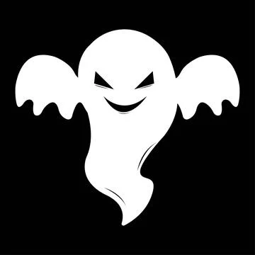 Halloween white ghost with devil eyes design on a black background. Ghost wit Stock Illustration