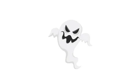 Halloween white ghost, scary face motion graphic. Ghost animation 4k Stock Footage 141053900