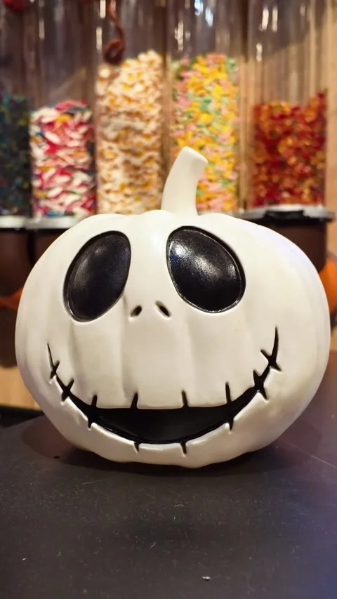 Halloween white pumpkin. Close-up, vertical format Stock Footage 320464878