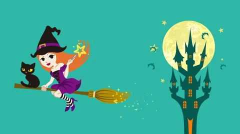 Halloween Witch animation Stock Footage 54644536