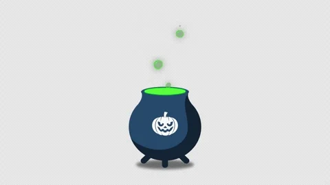 Halloween witch Cauldron with boiling green potion on an alpha channel back.. Stock Footage 341304575
