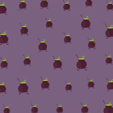 Halloween witch cauldrons pattern background Stock Illustration