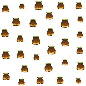 Halloween witch cauldrons pattern background Stock Illustration
