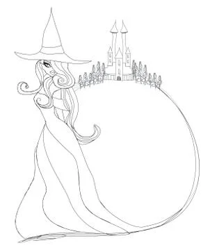 Halloween witch - doodle frame Stock Illustration