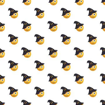 Halloween witch emoji pattern background for festive design Stock Illustration