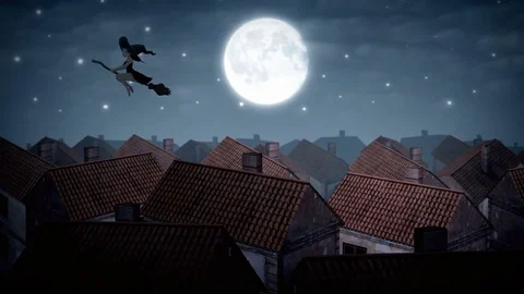 Halloween witch flying Stock-Footage 80248640