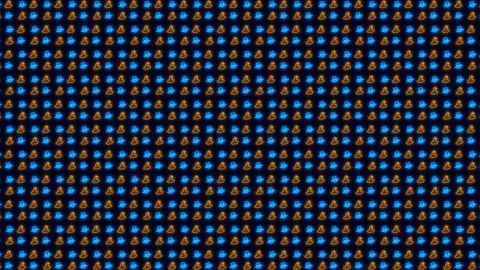 Halloween Witch Hat and Bat in Neon Orange and Blue Tiled Looping Motion Stock Footage 117970835