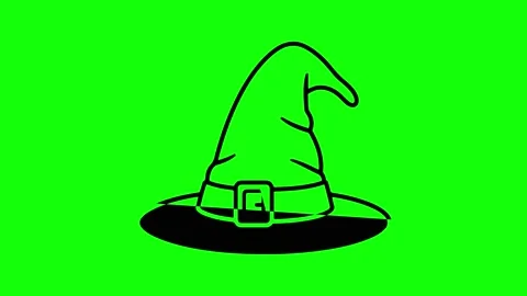 Halloween Witch Hat Draw Animation Green Screen Chroma Key 4K Vídeo Stock 339341001