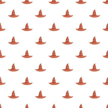 Halloween witch hat seamless pattern on white background Stock Illustration