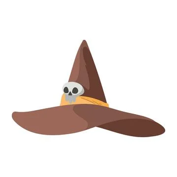 Halloween witch hat with skull Stock Illustration