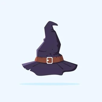Halloween witch hat vector illustration isolated. Witch hat with buckle Stock Illustration