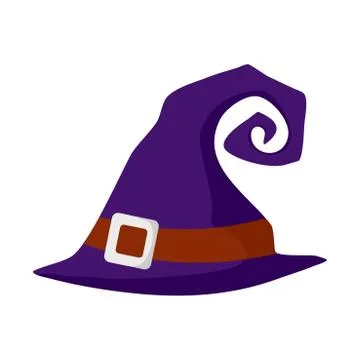 Halloween witch hat. Witch hat with buckle isolated on white background Illustrazione stock