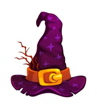 Halloween witch hat, wizard cap for horror holiday Stock Illustration