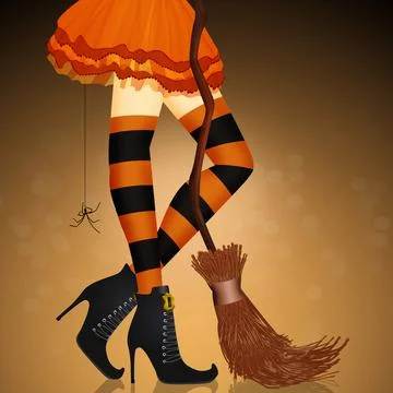 Halloween witch legs Stock Illustration