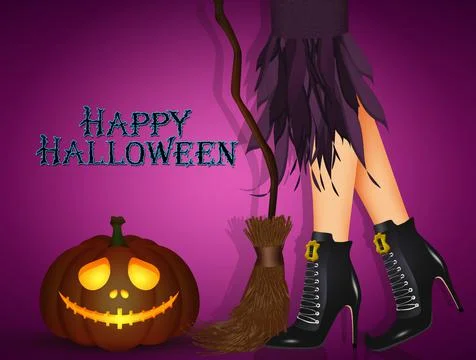 Halloween witch legs Stock Illustration
