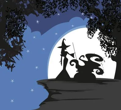 Halloween witch preparing potion Ilustração Stock