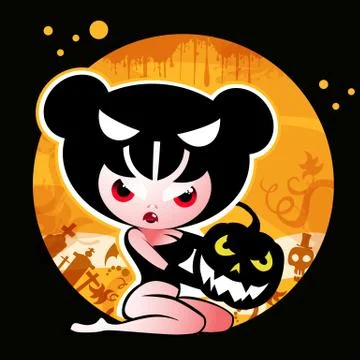 Halloween witch with pumpkin Stock Illustration