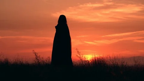 Halloween witch at sunrise Stock Footage 112554403