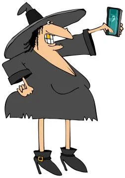 Halloween witch taking a selfy Stock Illustration