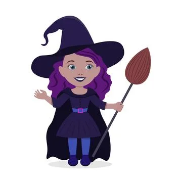 Halloween witch on transparent background. Stock Illustration