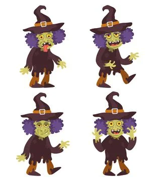 Halloween witch vampire character pack flat vector Stock Illustration