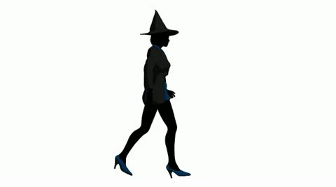 Halloween witch walking on a white background Stock Footage 10806014