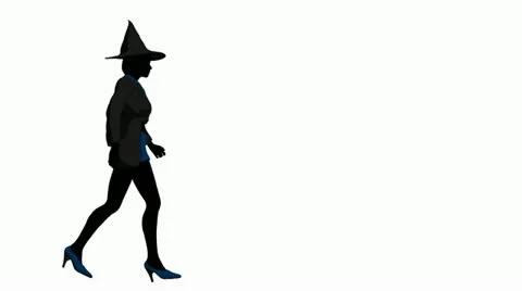 Halloween witch walking on a white background Stock Footage 10806015