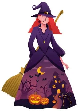 Halloween Witch on White Stock Illustration