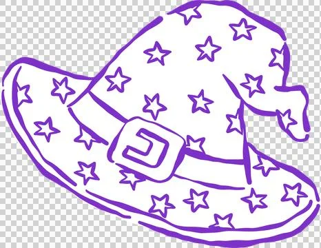 Halloween Witch Wizard Hat Outline Hand Drawn Whimsical Illustration. Stock Illustration